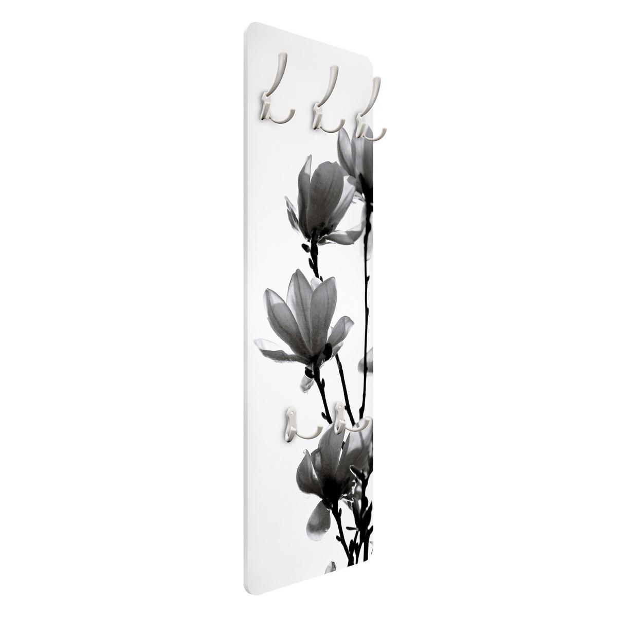 WANDGARDEROBE - Frühlingsbote Magnolie Schwarz, Weiß 34/105 cm - Schwarz, Holzwerkstoff (34/105/1.6cm) - Bilderwelten