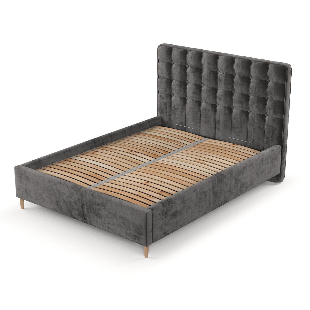 POLSTERBETT Paloma 120/200 cm Anthrazit im Lotta Stoff - Anthrazit/Naturfarben, Holz/Holzwerkstoff (120/200cm) - AltaBeds