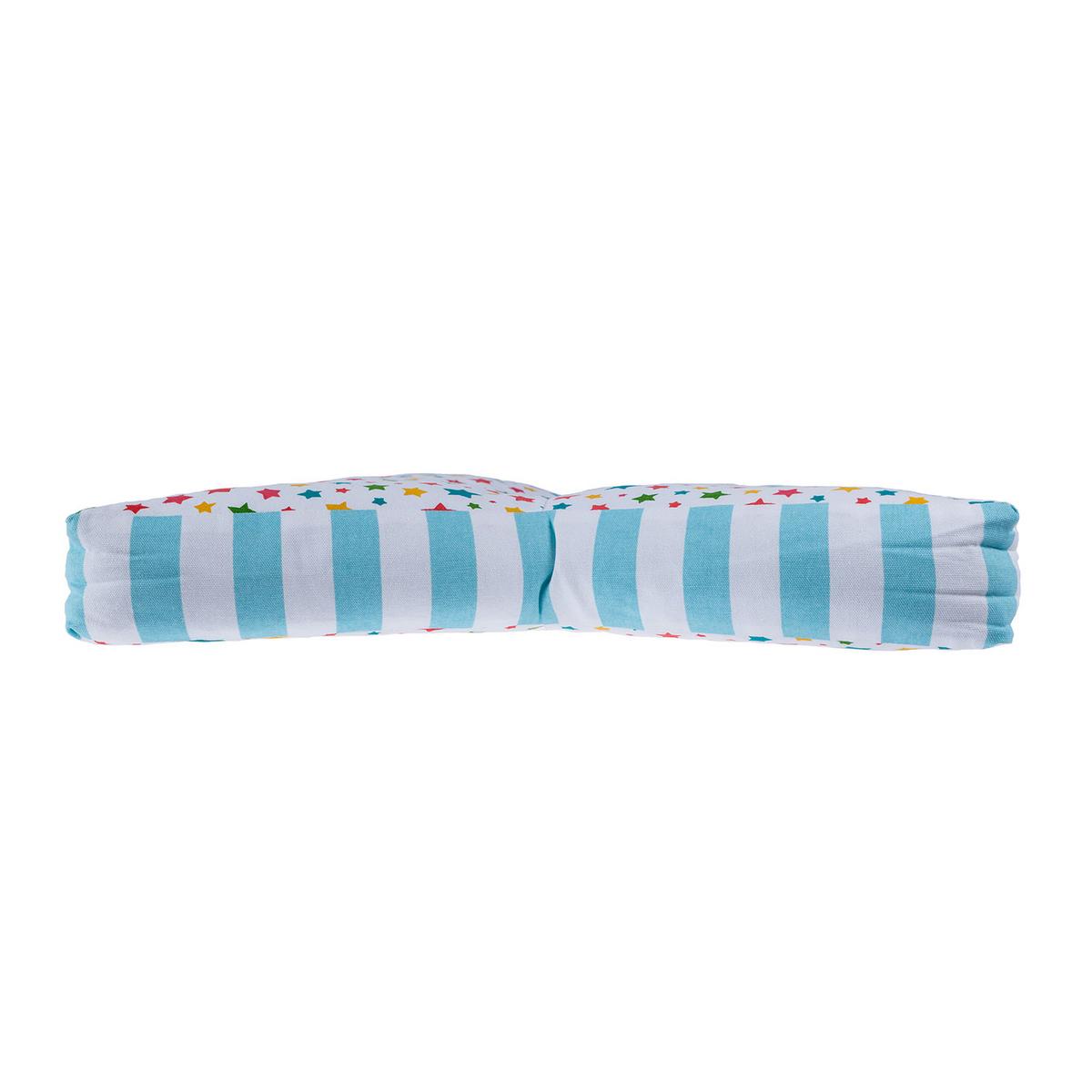 BODENKISSEN Stern, bunte Sterne & blaue Streifen 70/48/7 cm - Multicolor, Textil (70/48/7cm) - Homescapes