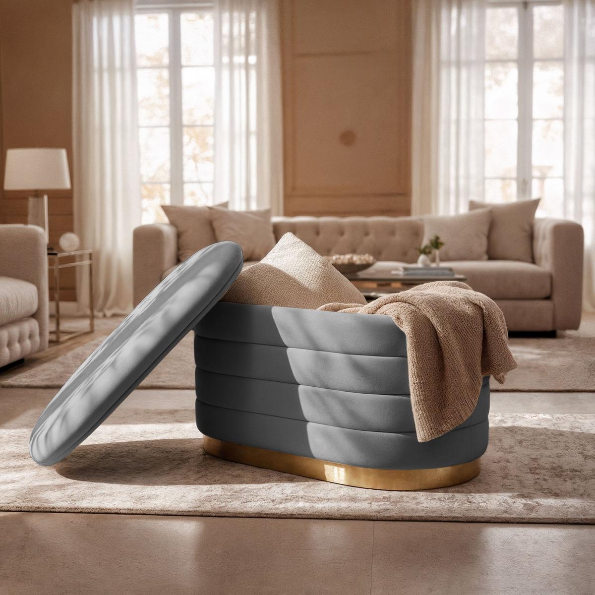 POLSTERBANK mi Stauraum Graphit - Grau, Textil (80/42/42cm) - RAUMHIRSCH FURNITURE