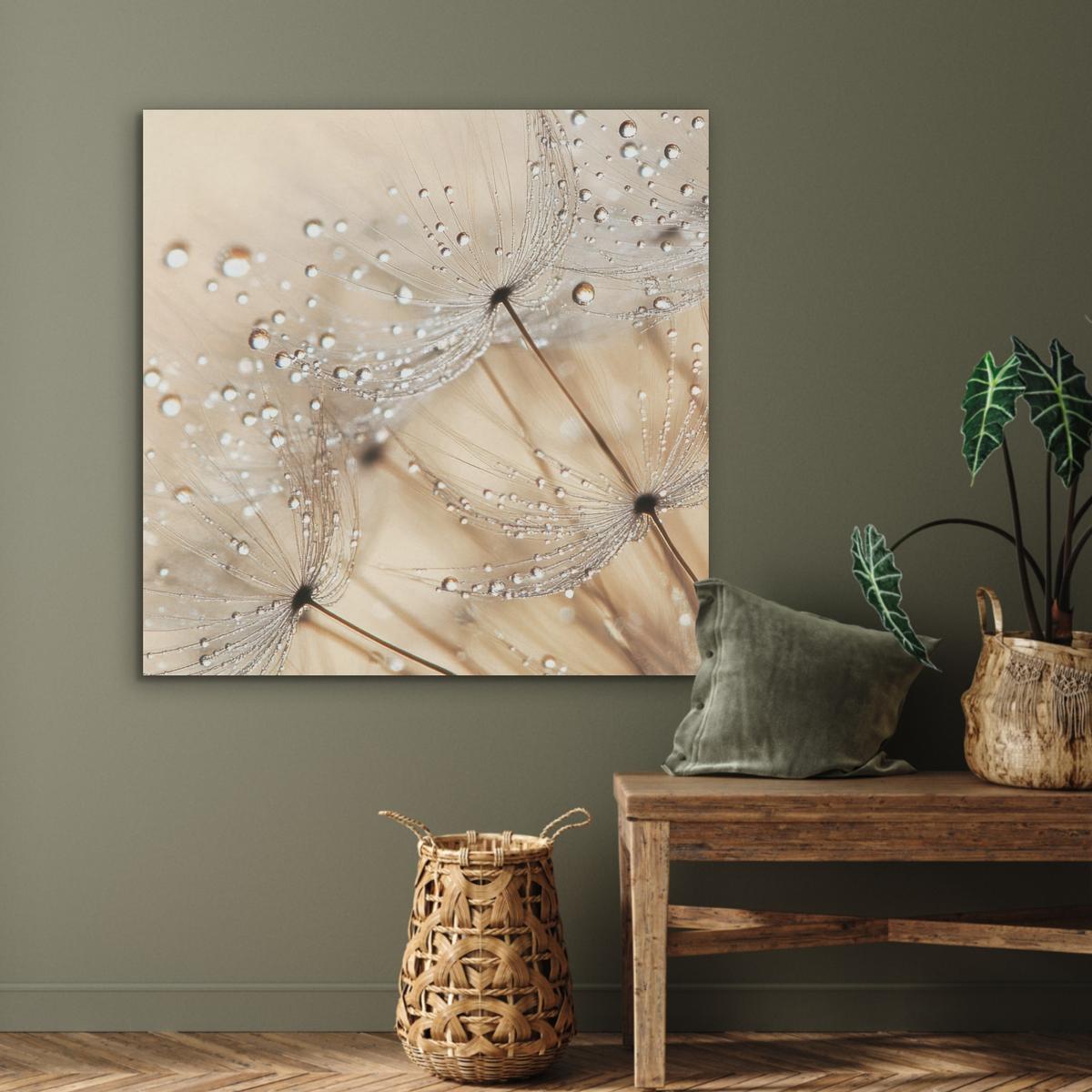 AKUSTIKBILD Löwenzahn - Abstrakt - Natur - Beige Akustikpaneele 90x90 cm - Braun, Kunststoff (90/90/0.9cm) - MuchoWow