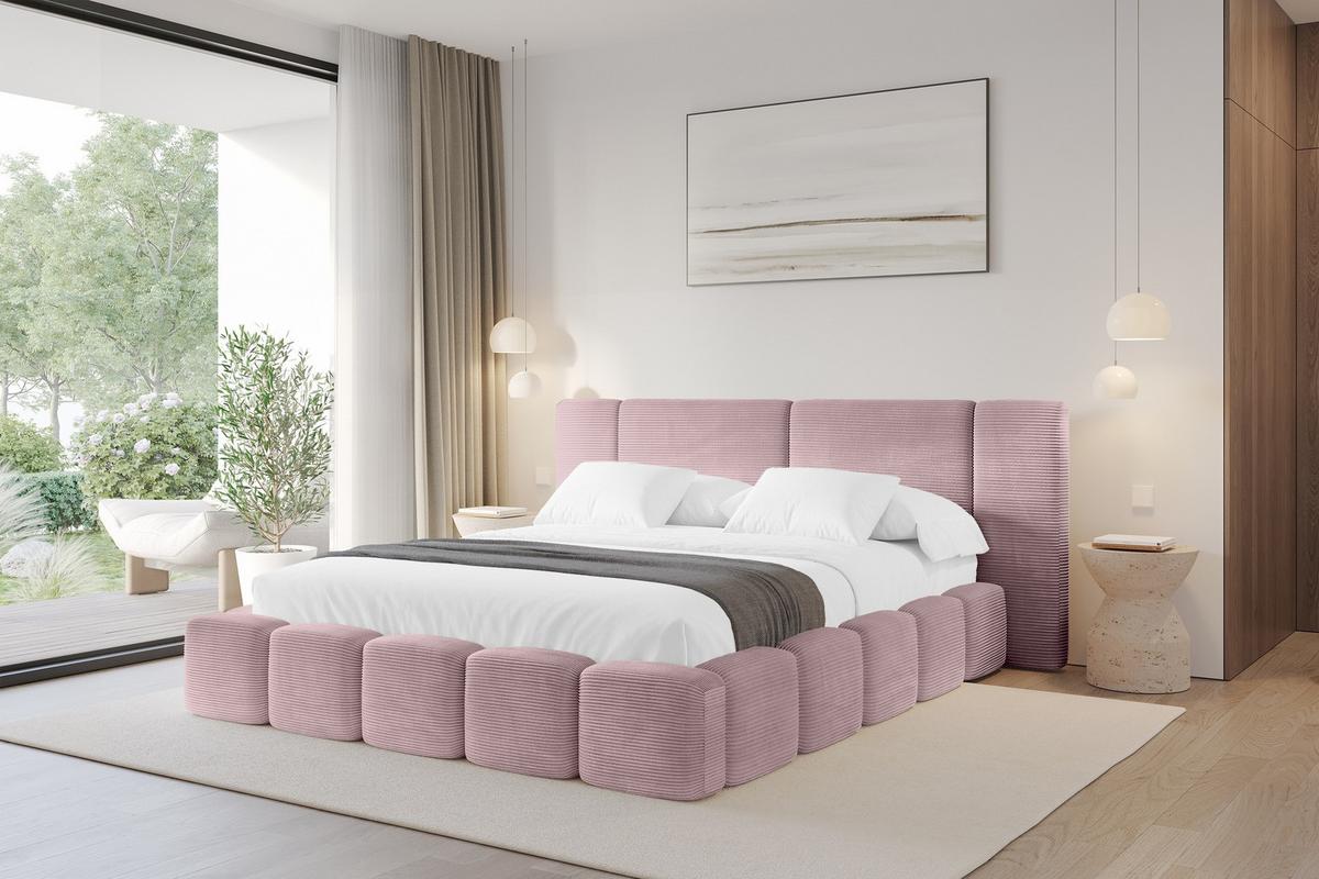 POLSTERBETT mit Bettkasten und Lattenrost, Boxbett ohne Matratze - NILO 120x200 Rosa - Rosa, Holzwerkstoff/Textil (120/200cm) - ALTDECOR