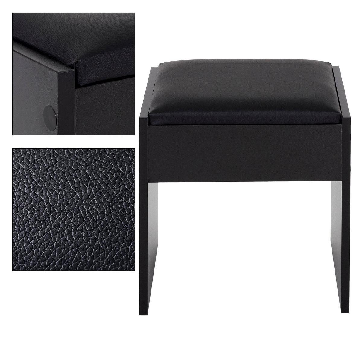 HOCKER Schwarz 40x43x29,5 cm für Schminktisch - Schwarz, Holzwerkstoff (29.5/43/40cm) - ECD-Germany