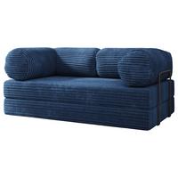BETTSOFA ALVIO aus Schaumstoff Cordstoff Blau Schlaffunktion - Blau, Textil (170/68/80cm) - MASSENO