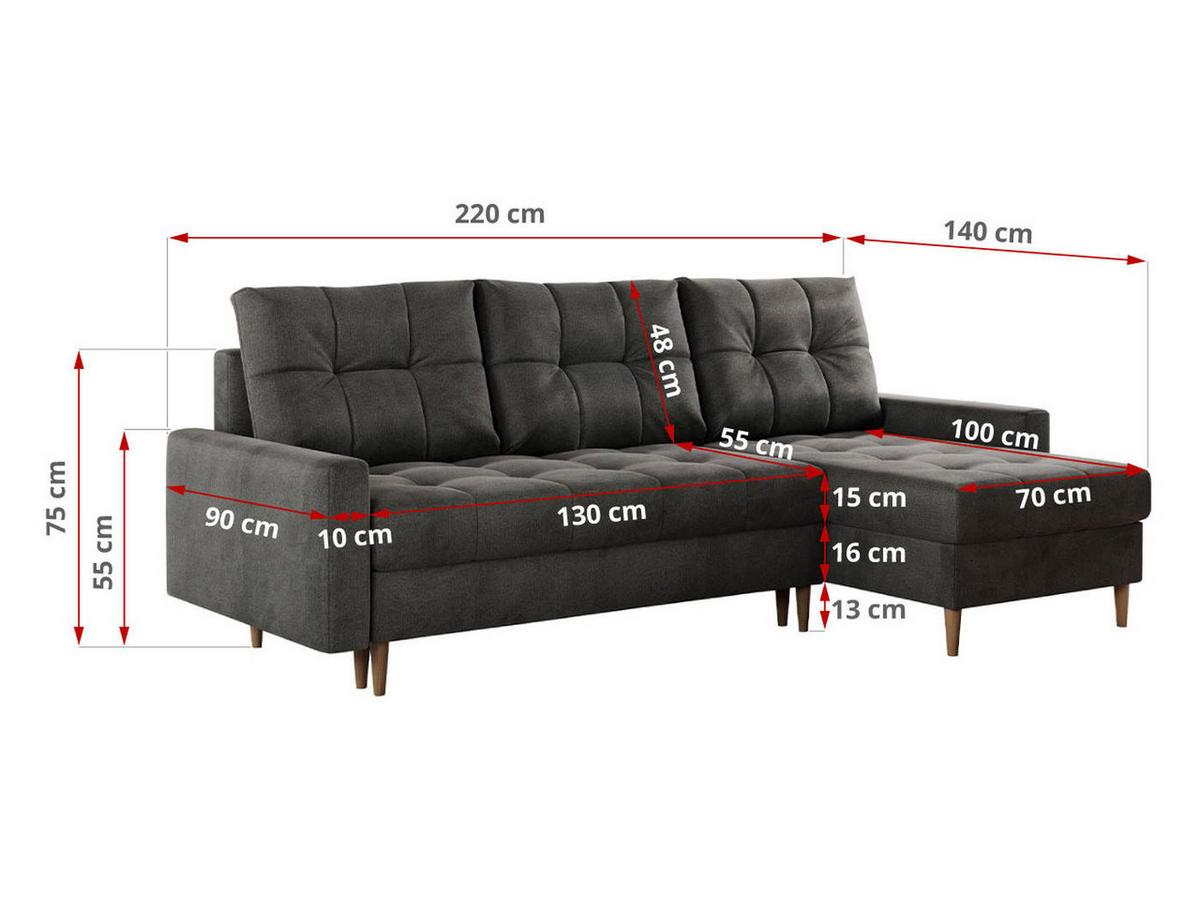 ECKSOFA Colin Velvet Dunkelgrau - Dunkelgrau/Braun, Holz/Textil (220/140cm) - MKS