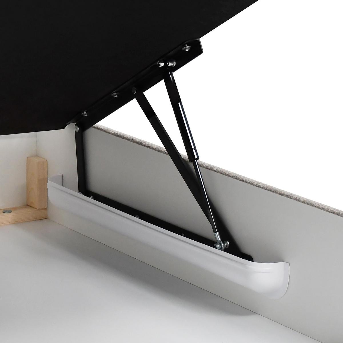 POLSTERBETT Lami 90x200, Einzelbett mit Bettkasten, ohne Matratze, Creme - Creme/Schwarz, Textil/Metall (90/200cm) - Beautysofa