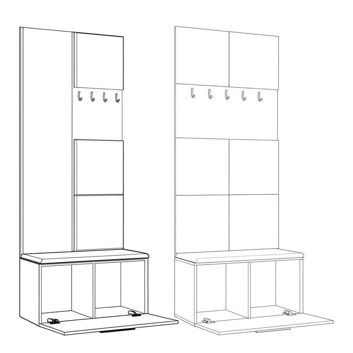 GARDEROBENSCHRANK MODULO 161,2/204/40 cm Modern Garderobe-Set Schwarz - Schwarz/Grau, Holzwerkstoff (161.2/204/40cm) - MASSENO