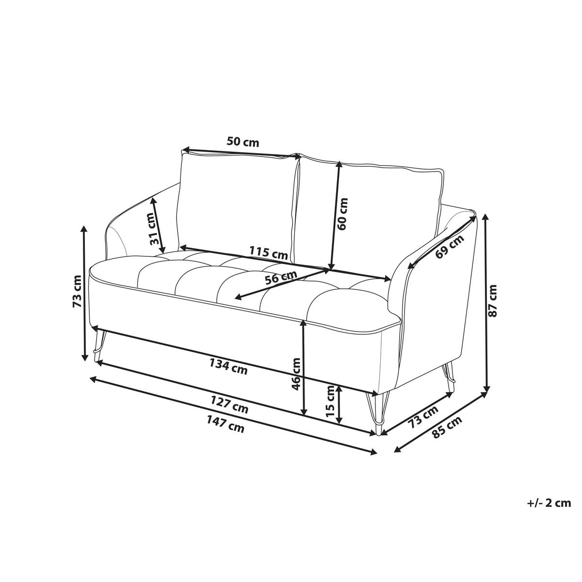 2-SITZER-SOFA Stoff Burgunderrot Hobro - Dunkelrot, Textil (147/87/85cm) - Beliani