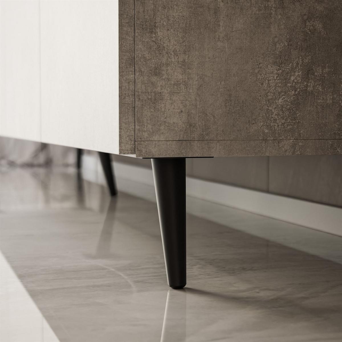 TV-LOWBOARD COLGANTE BETON 200 cm auf Schwarz Beinen - Schwarz/Grau, Holzwerkstoff/Metall (200/49/40cm) - Lookway