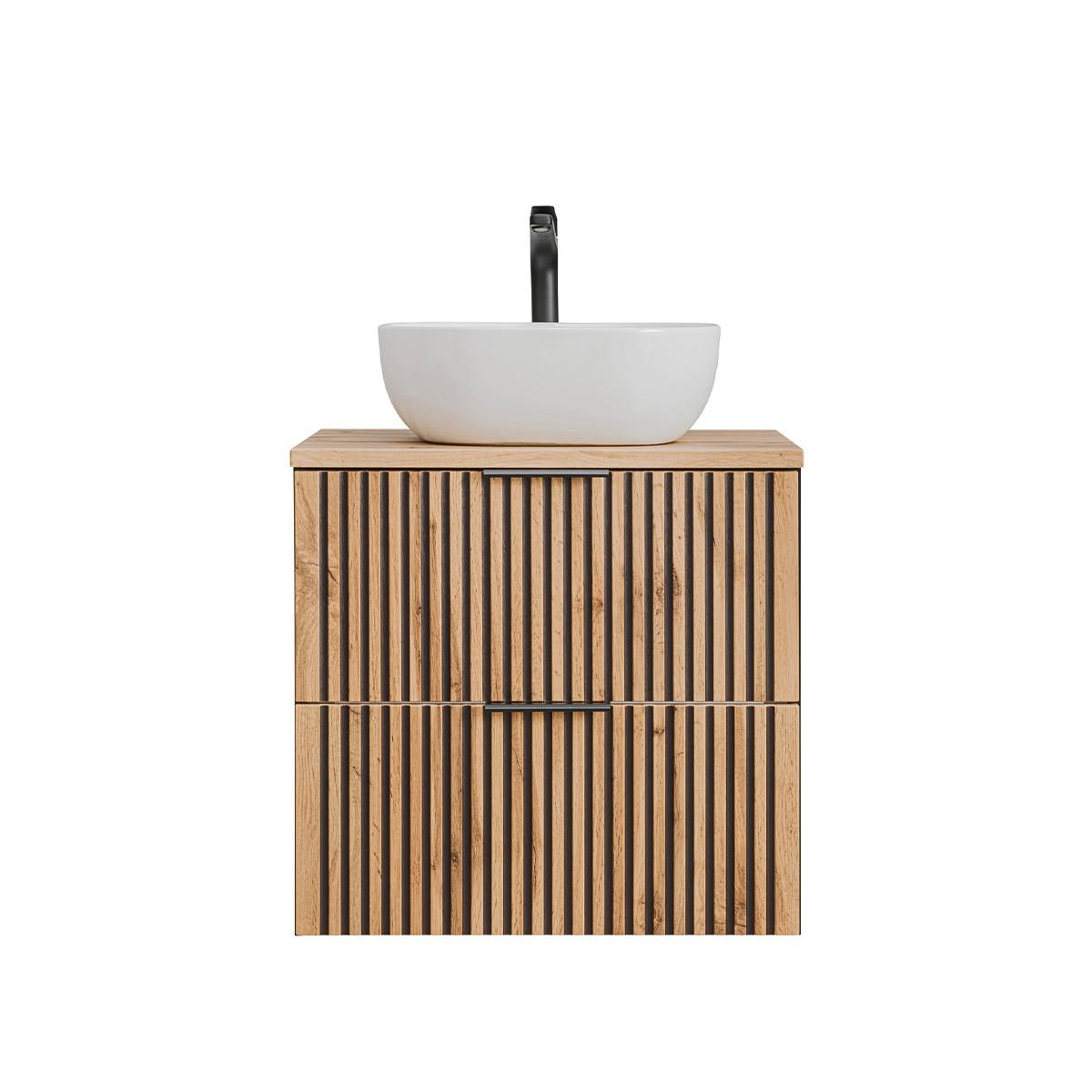 WASCHTISCH 60.6cm Gaia Holz in Eichenoptik und Schwarz - Schwarz, Holzwerkstoff (60.6/59/46cm) - Petits-meubles