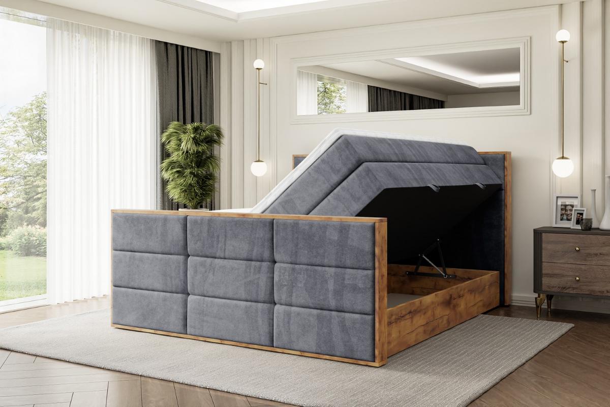 BOXSPRINGBETT mit Matratze H3|H4 und Lattenrost - LOLLI1-Z KING-200x200 - Dunkelgrau Casablanca - Dunkelgrau, Holzwerkstoff (200/200cm) - ALTDECOR