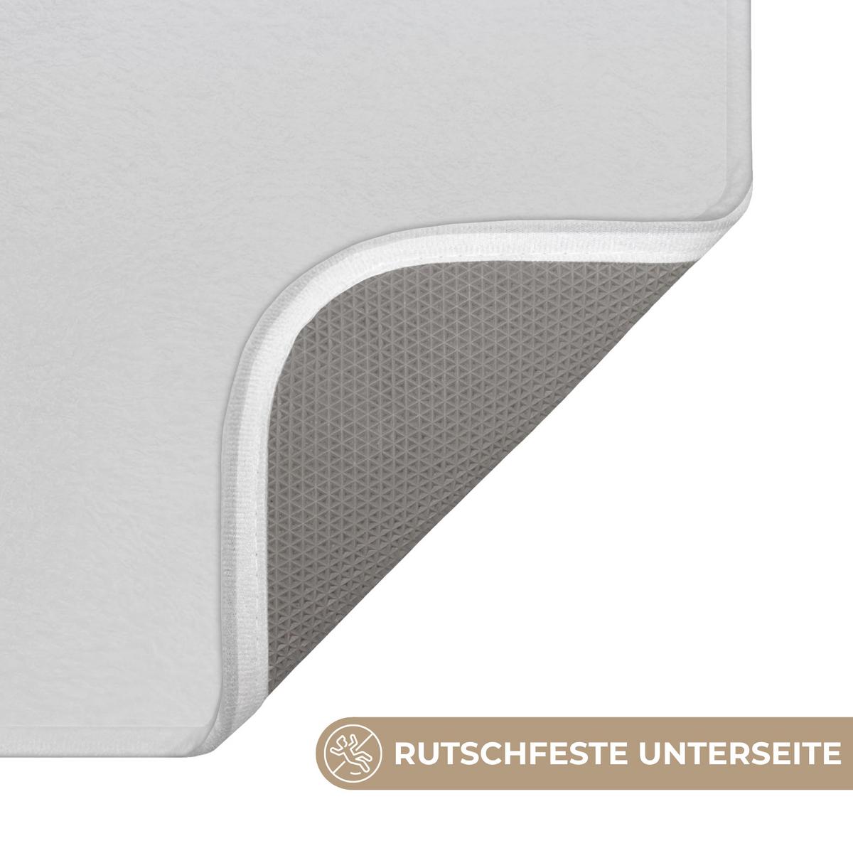 BADEMATTE Steine - Lotus - Weiß - Wasser - Zen 60x120 cm - Weiß, Textil (60/120cm) - OnlyWow