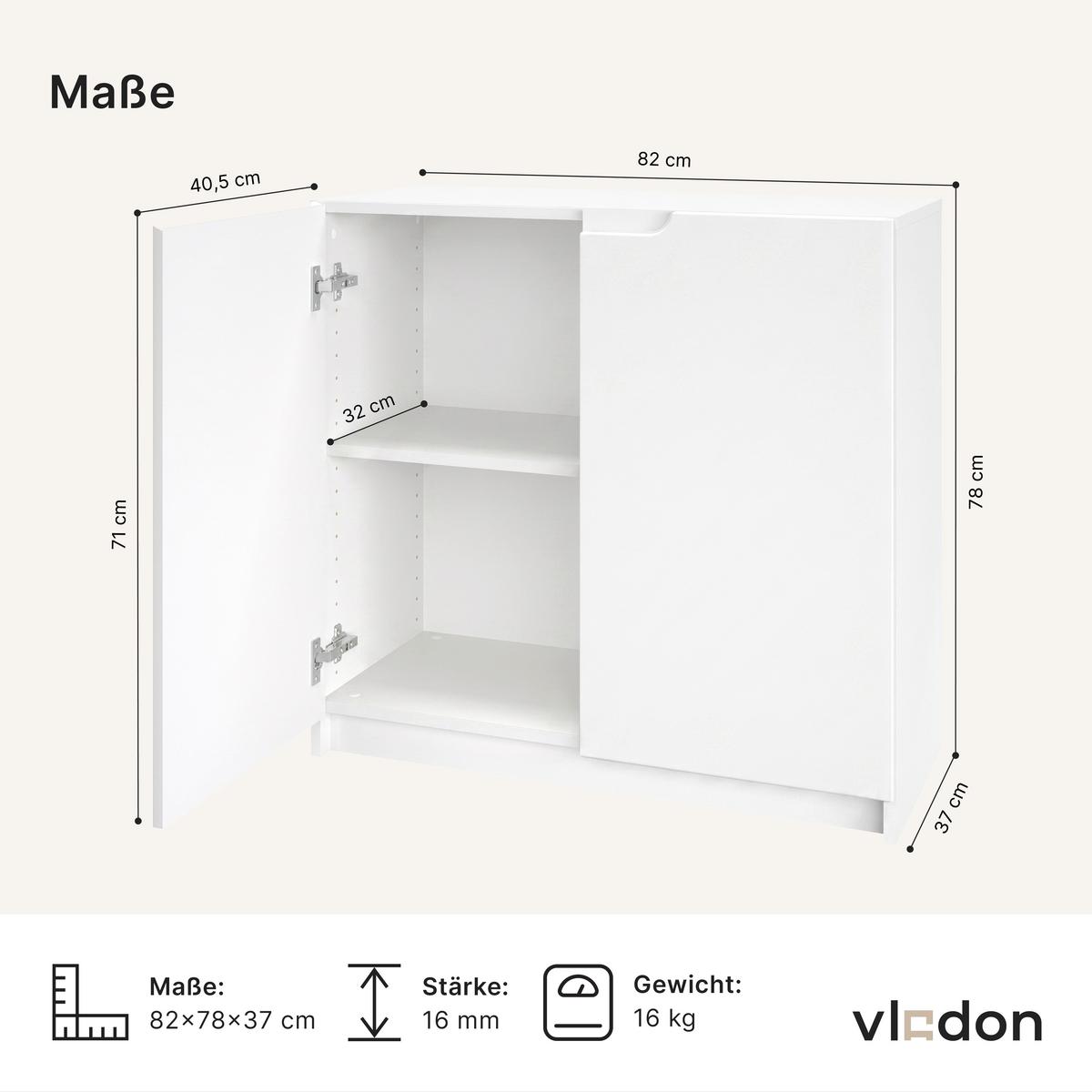KOMMODE Logan Fronten in Avola-Anthrazit - Anthrazit, Holzwerkstoff (82/78/37cm) - Vladon