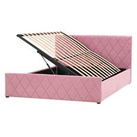 BETT mit Stauraum 140x200 cm Rosa Rochefort - Pink, Textil (140/200cm) - Beliani
