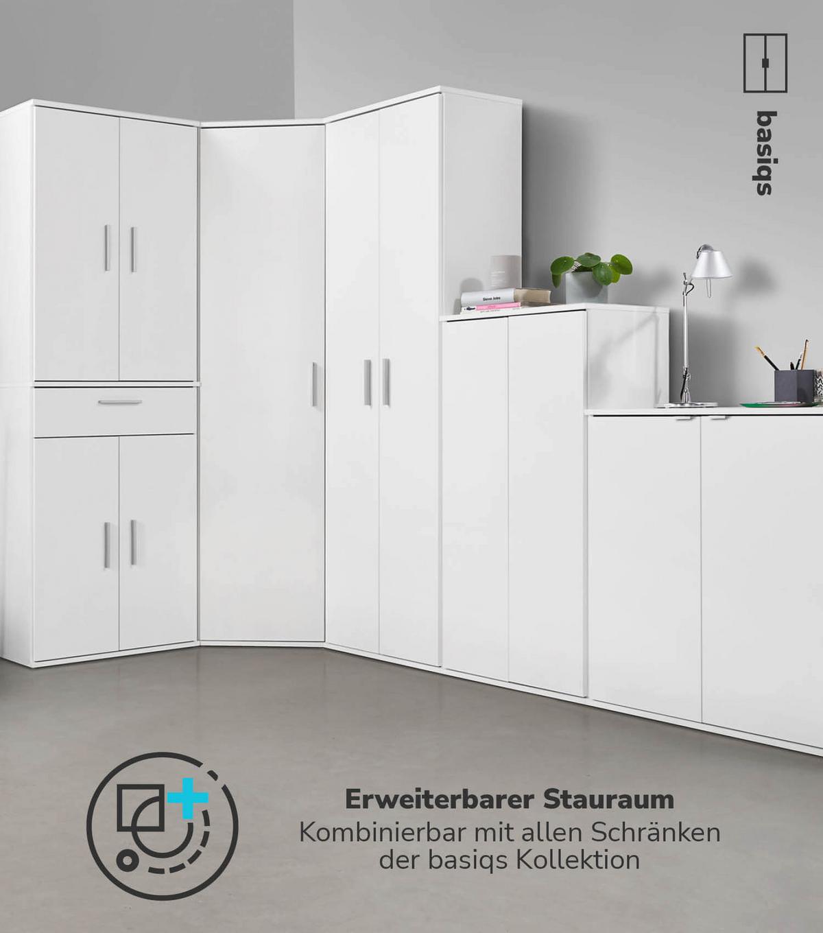 ECKSCHRANK Der Lange - Weiß, Holzwerkstoff (60/180/34cm) - Mokebo