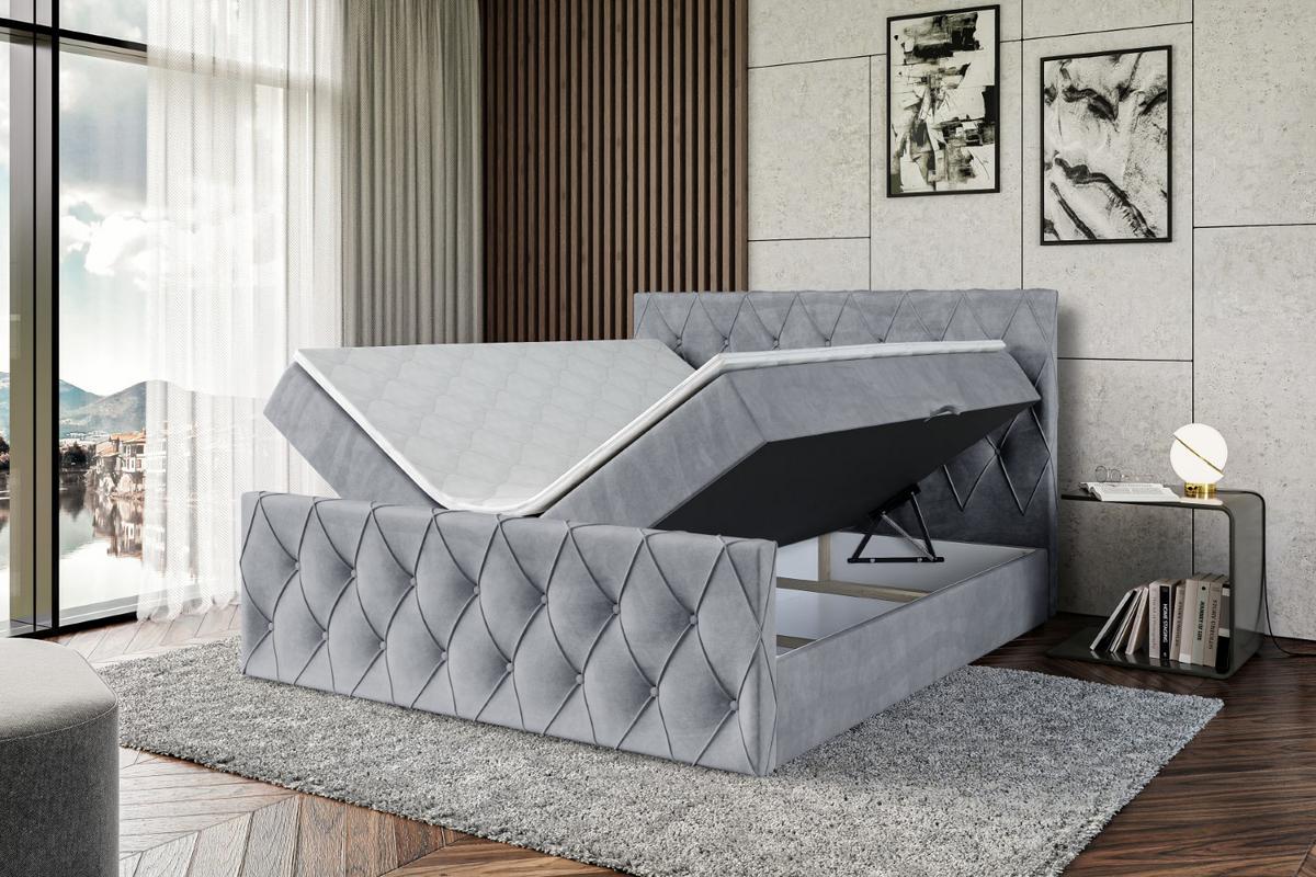 BOXBETT AMAY-Z - 140x200 cm - H3 - Grau - Grau, Holzwerkstoff (140/200cm) - ALTDECOR