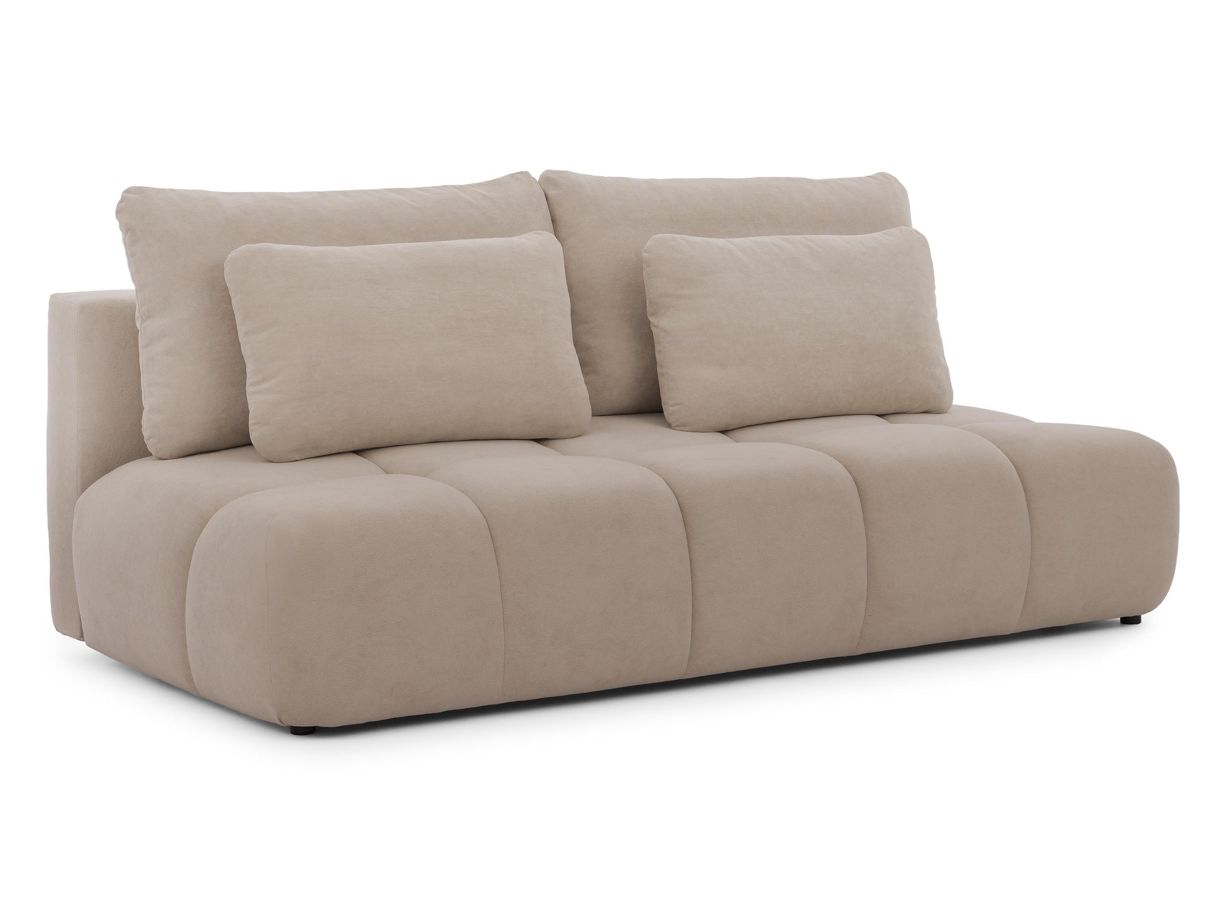 SCHLAFSOFA Belluno aus hochwertigem Dunkelbeige Plüschstoff mit Bettkasten und tiefen Steppungen in Bubble-Optik - Schwarz/Cappuccino, Holz/Kunststoff (205/87/105cm) - S-Style