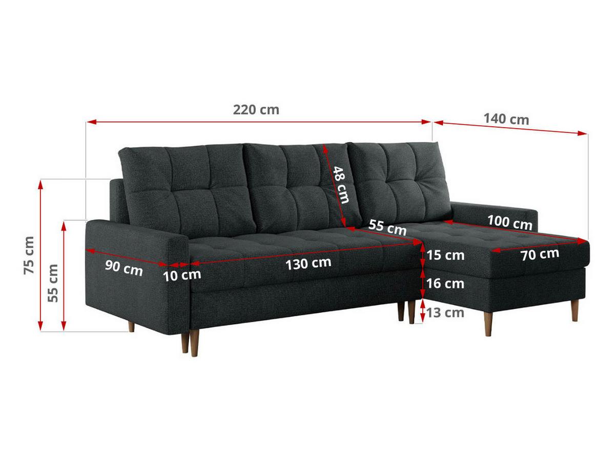 ECKSOFA Colin Struktur Dunkelgrau - Dunkelgrau/Braun, Holz/Textil (220/140cm) - MKS
