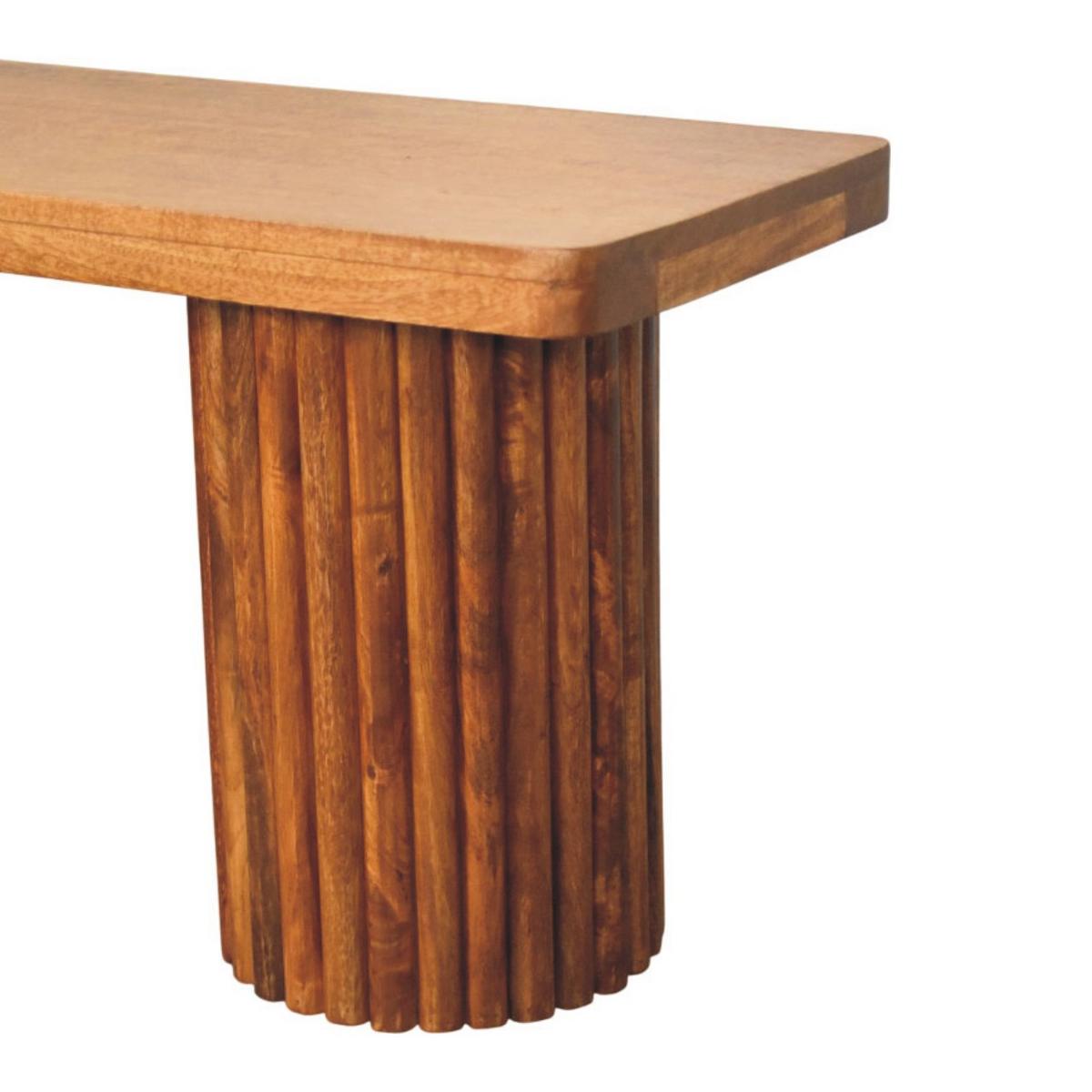 SITZBANK mit Amber-Eichen-Finish, 2 zylindrische kannelierte Basen, warmbraun - Braun, Holz (110/45/35cm) - Artisan Furniture