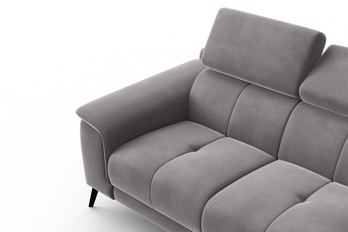 SOFA FIERO 2-Sitzer, Dunkelgrauer Veloursstoff - Dunkelgrau/Schwarz, Holz/Textil (170/82/103cm) - Courtois Laville