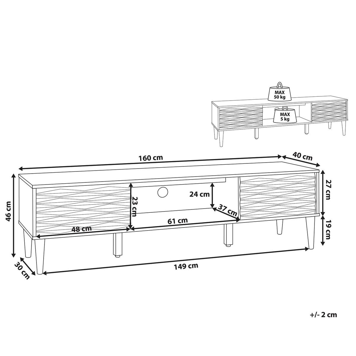 TV-MÖBEL Dunkler Holzfarbton Kayan - Dunkelbraun, Holzwerkstoff (160/46/40cm) - Beliani
