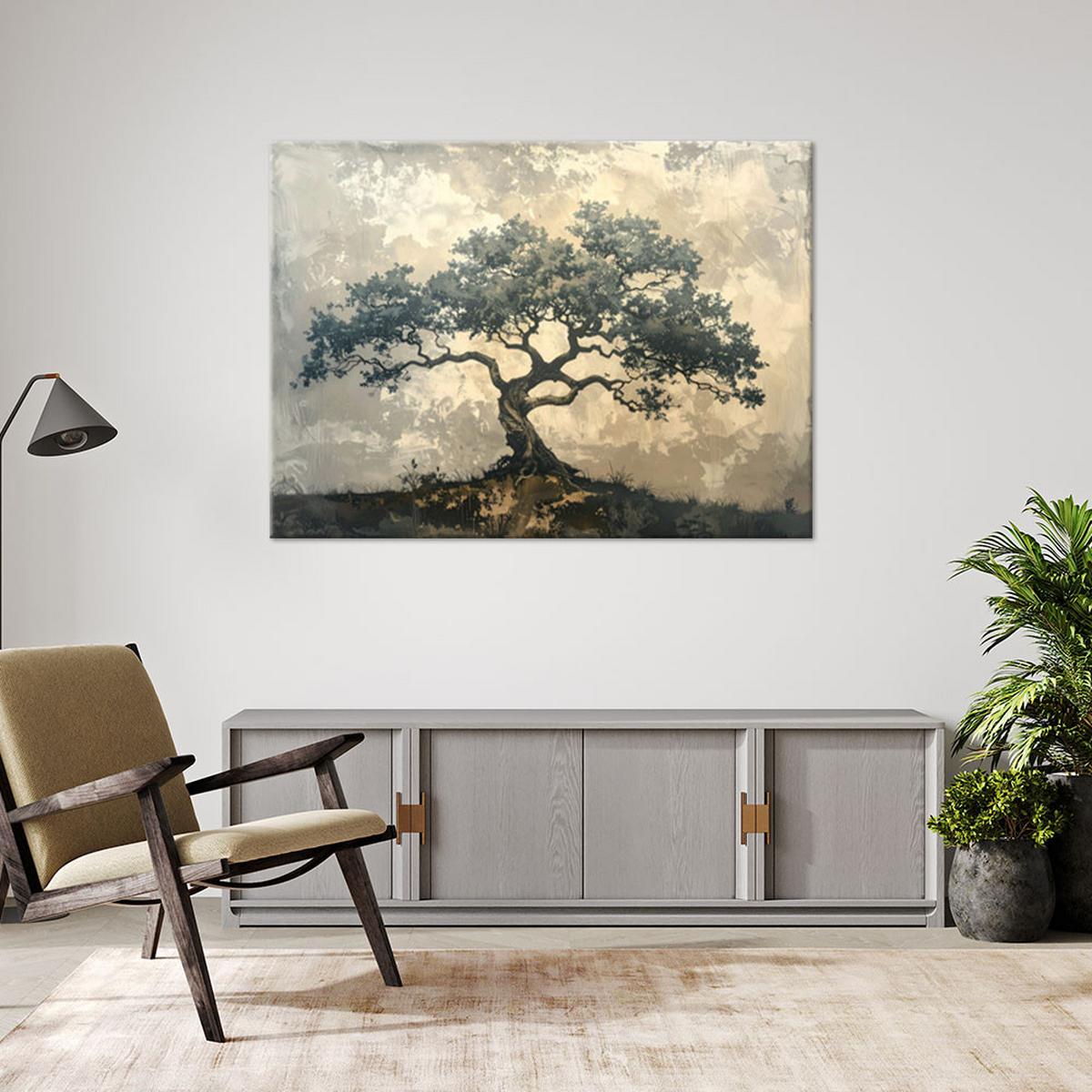 BILD auf Leinwand, Grunge Baum Natur beige grau - Grau, Textil (45/30cm) - Feeby
