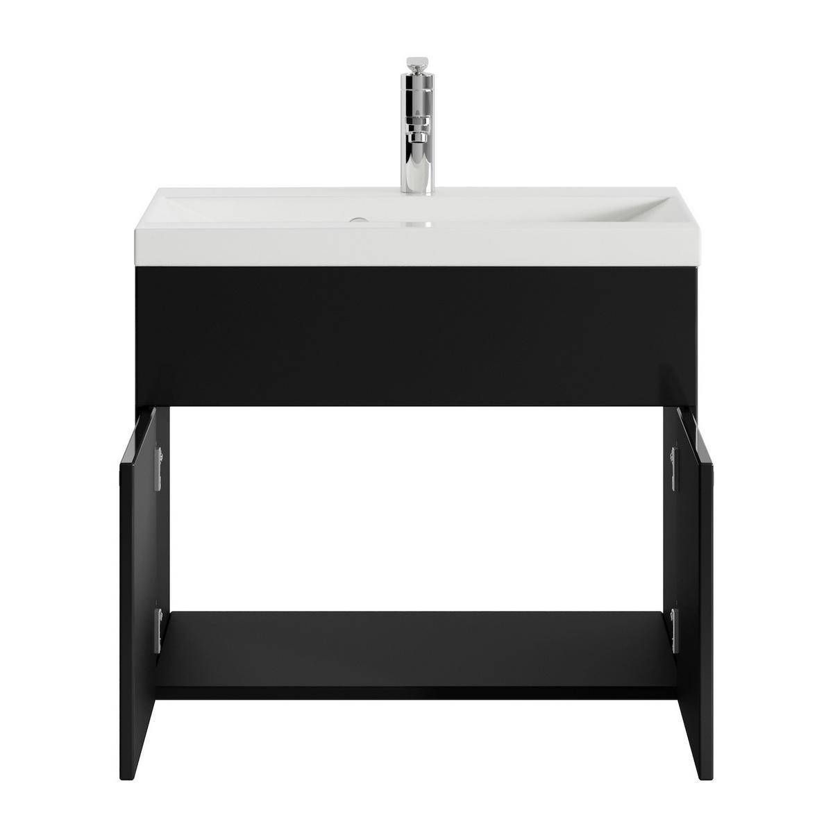 BADMÖBEL-SET Montreal 2 Teile Schwarz Matt - 60 x 35 x 51 cm - Schwarz, Holz (60/51/35cm) - Badplaats