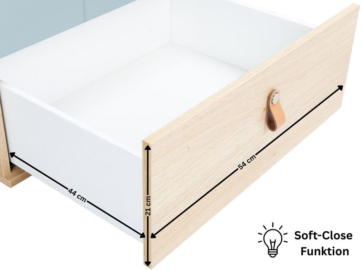 BABYZIMMER SET Roofy 2-tlg. Soft-Close - Salbeigrün/Eichefarben, Leder/Holz (1/1/1cm) - arthur berndt