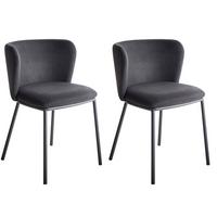 ESSZIMMERSTUHL 2er-Set Stoff Schwarz Mina - Schwarz, Textil (48/75/52cm) - Beliani
