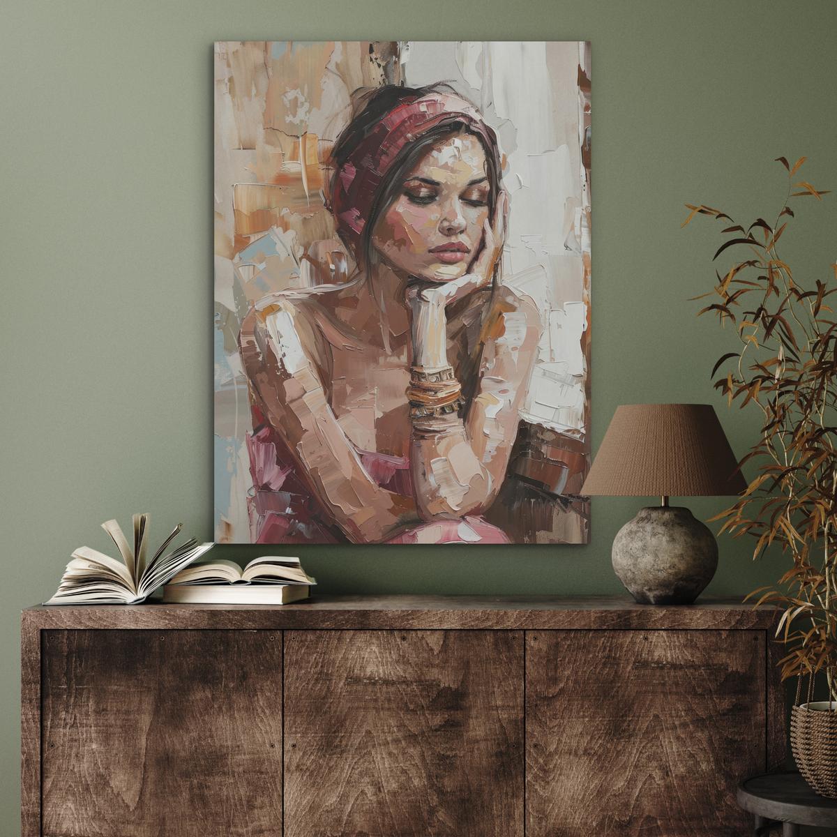 AKUSTIKBILD Frau - Lackierung - Porträt - Modern Wandbilder 60x80 cm - Altrosa, Kunststoff (60/80/0.9cm) - MuchoWow