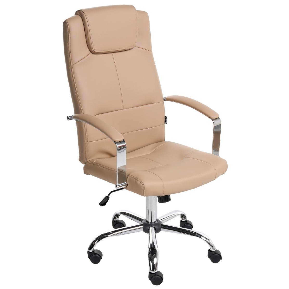 CHEFSESSEL Sandbeige Winner - Beige/Silberfarben, Kunststoff (60/112/60cm) - Beliani
