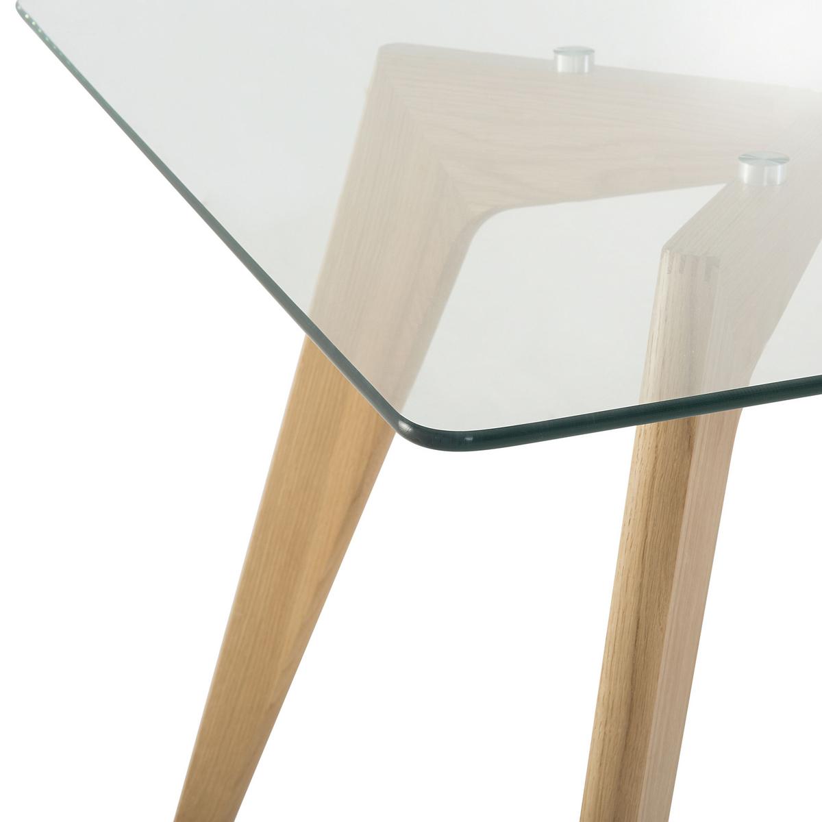 ESSTISCH Glas 180/90 cm Hudson - Hellbraun/Transparent, Glas (90/180/75cm) - Beliani