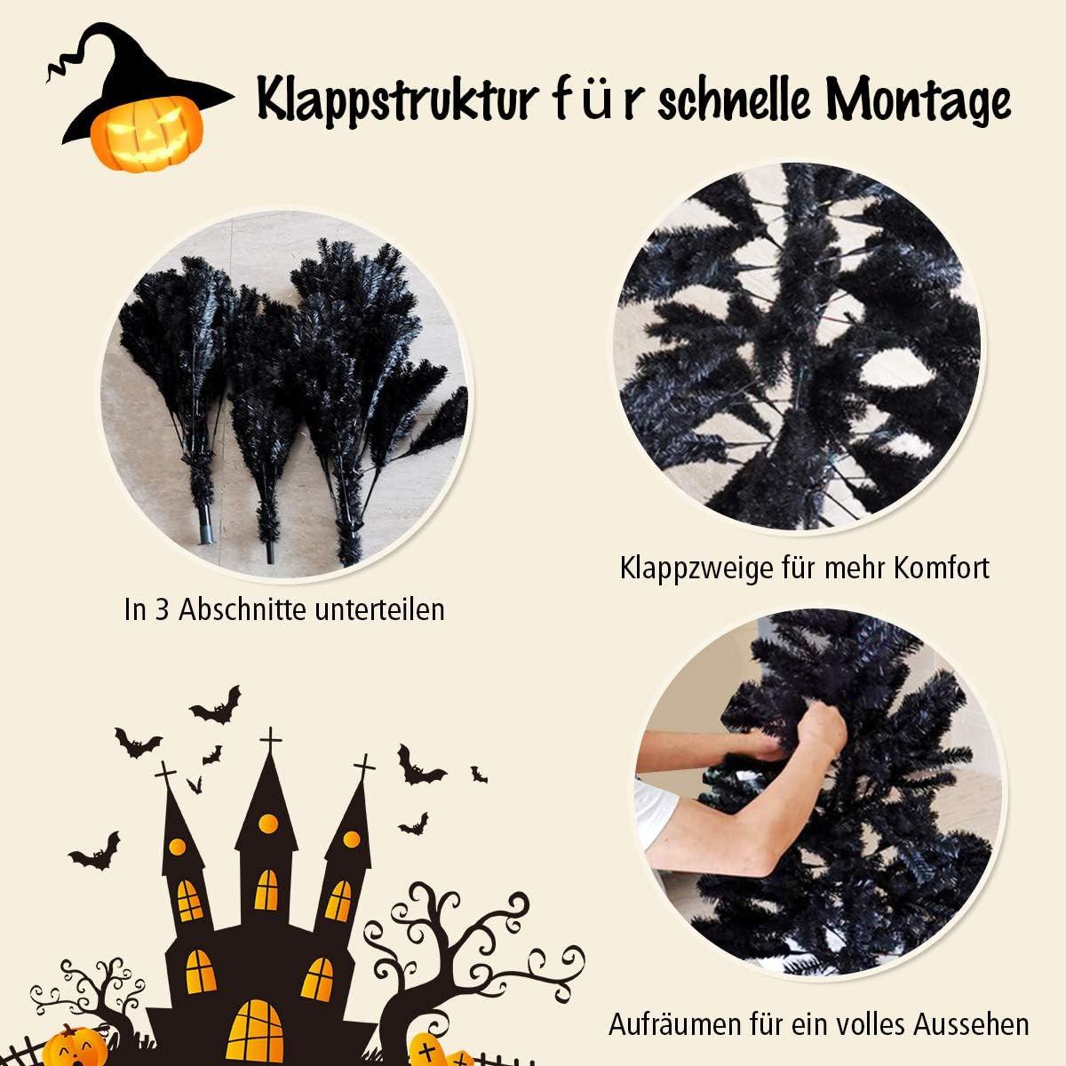 WEIHNACHTSBAUM Schwarz - Schwarz, Kunststoff (180cm) - COSTWAY