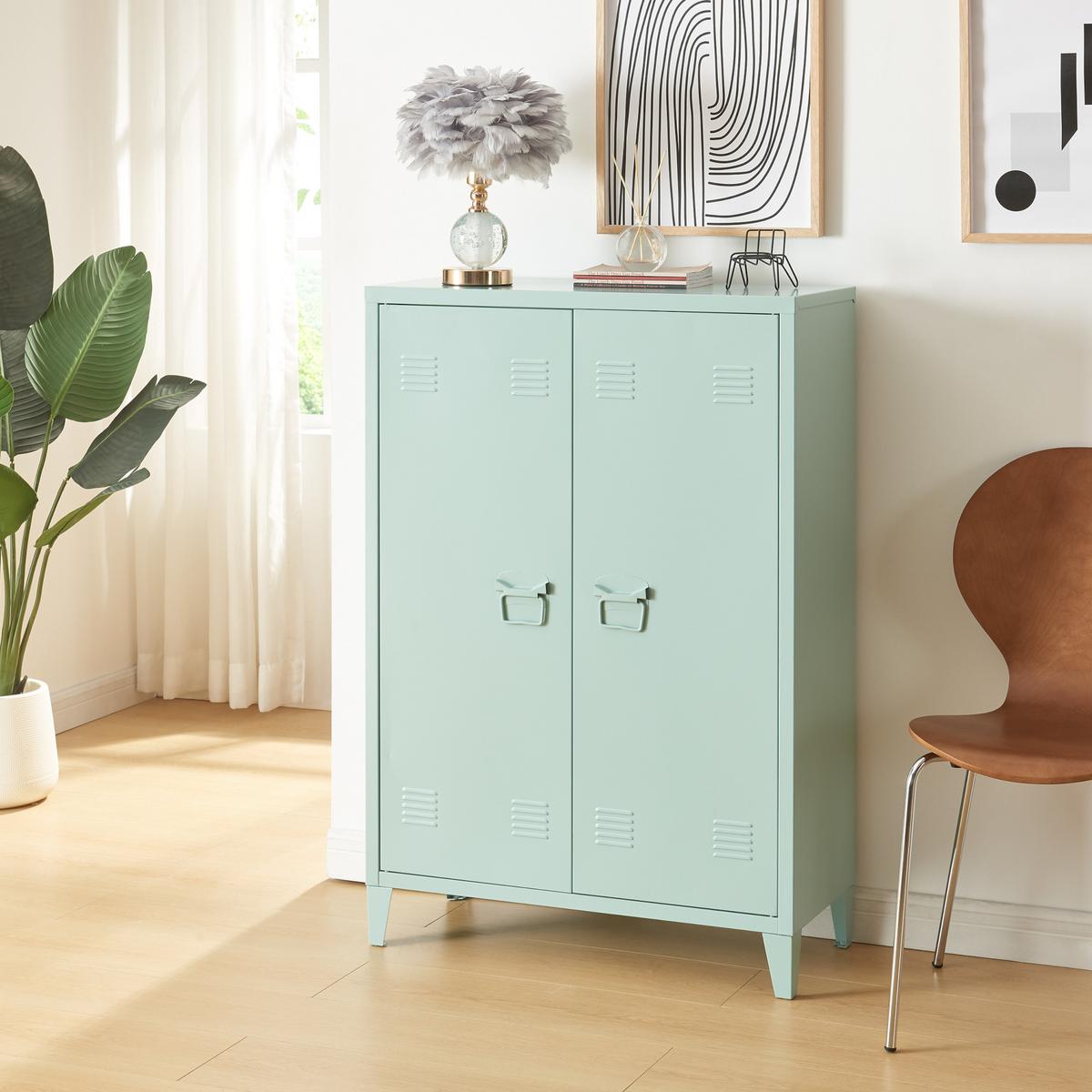 METALLSCHRANK Oripää - Pastellgrün, Metall (75/110/33cm) - [en.casa]