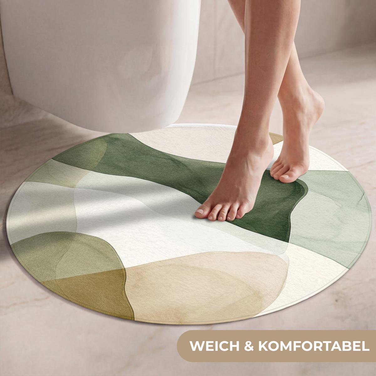 WC-VORLEGER Japandi - Abstrakt - Grün Toilettenteppich 70x70 cm - Grün, Textil (70/1cm) - OnlyWow