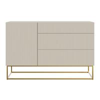 SIDEBOARD Veldio Greige mit 3 Schubladen 140 cm - Taupe/Goldfarben, Holzwerkstoff/Metall (140/90/38cm) - Selsey
