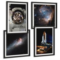BILDER SET 4er Set - 50x50 cm & 40x60 cm Schwarzer Rahmen - Astronauten landen auf dem Mond - Schwarz, Kunststoff (50/50cm) - TULUP