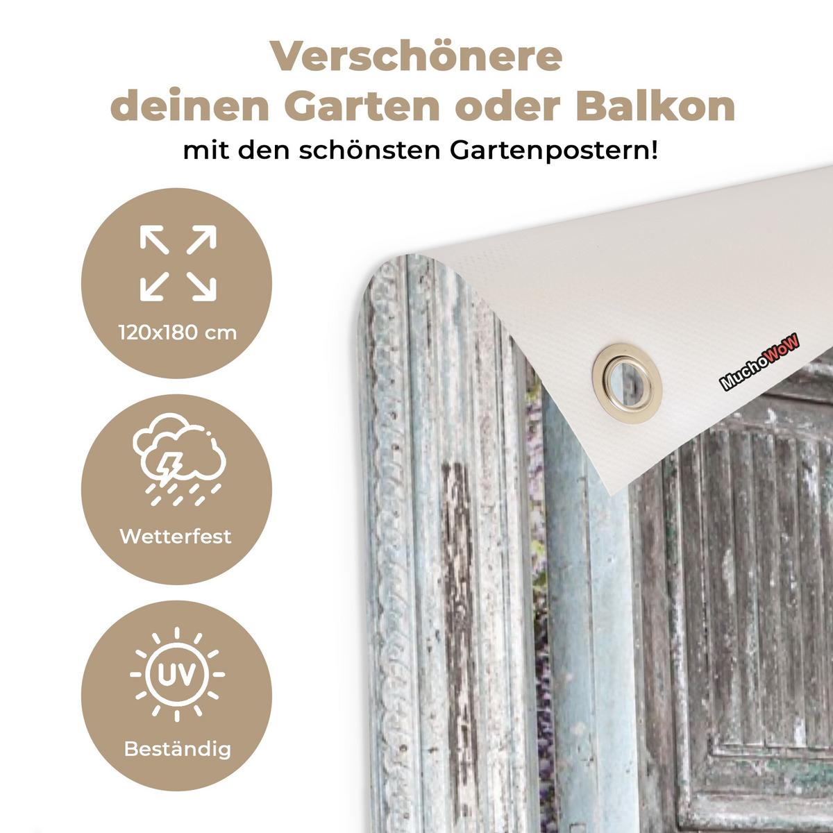 GARTENPOSTER Aussicht - Wald - Steine - Frühling Bild 120x180 cm - Hellgrau, Kunststoff (120/180/0.2cm) - OnlyWow