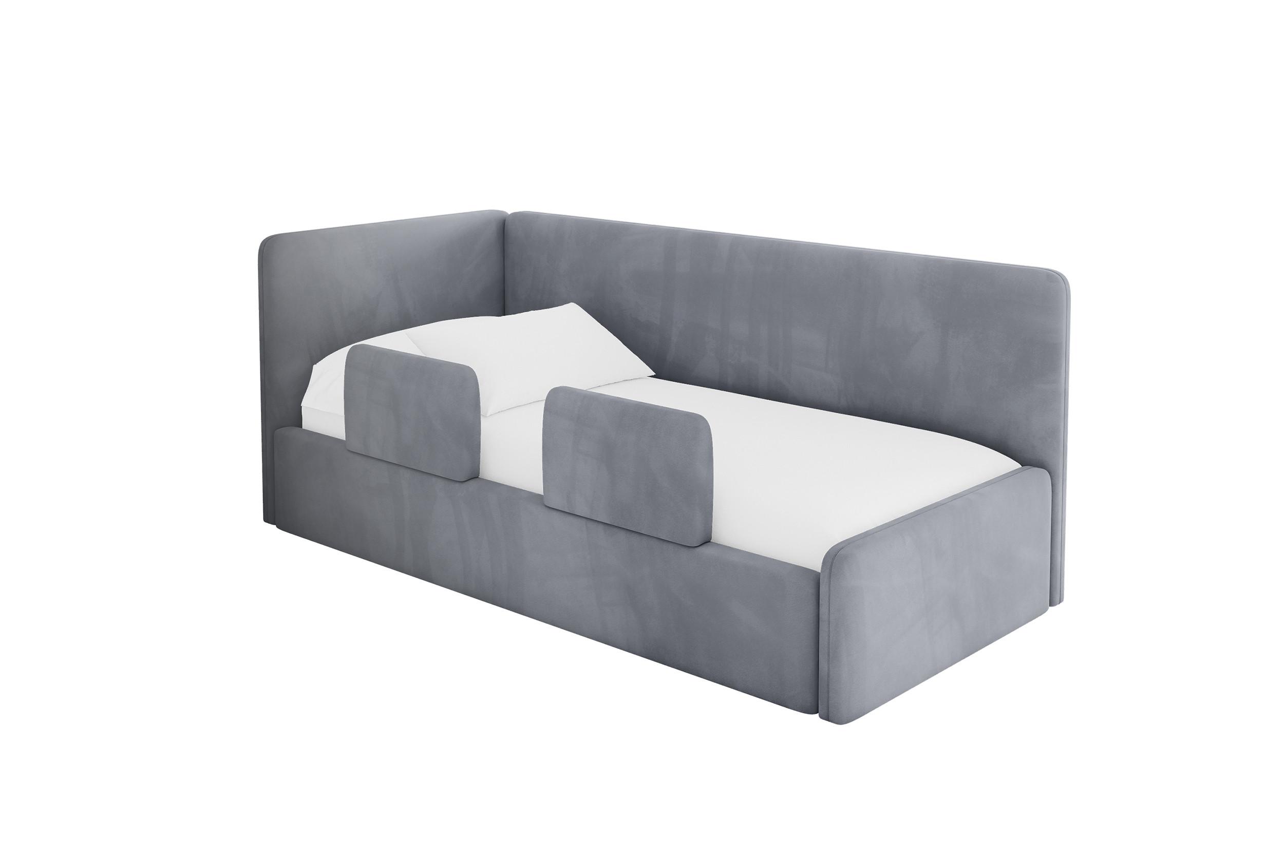 EINZELLBETT Jugendbett mit Bettkasten, Rechts - NORY 100x200 Grau - Blaugrau, Holzwerkstoff/Textil (100/200cm) - ALTDECOR