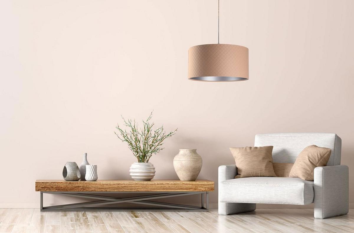 HÄNGELEUCHTE Silber 50/25 cm - Beige/Silberfarben, Kunststoff (50/0.8/25cm) - ONZENO