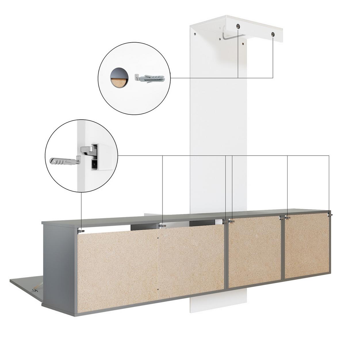GARDEROBE Carlton Paneel in Eiche Nordic - Silbereichenfarben, Holzwerkstoff (209/193/35cm) - Vladon