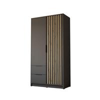 KLEIDERSCHRANK NELA, zweitürig mit Lamellen, 105 cm, Graphit/Artisan - Graphitfarben, Holzwerkstoff (105/200/51cm) - Lookway