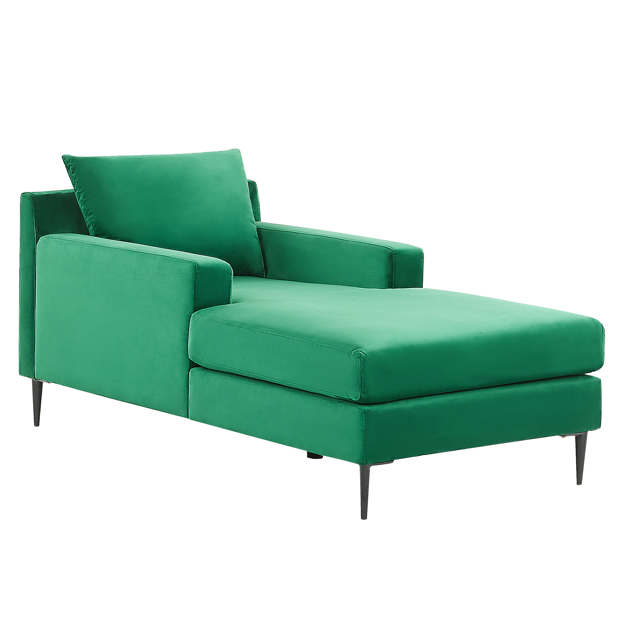 CHAISELONGUE Samtstoff grün/schwarz Gueret - Schwarz/Grün, Textil (88/73/165cm) - Beliani