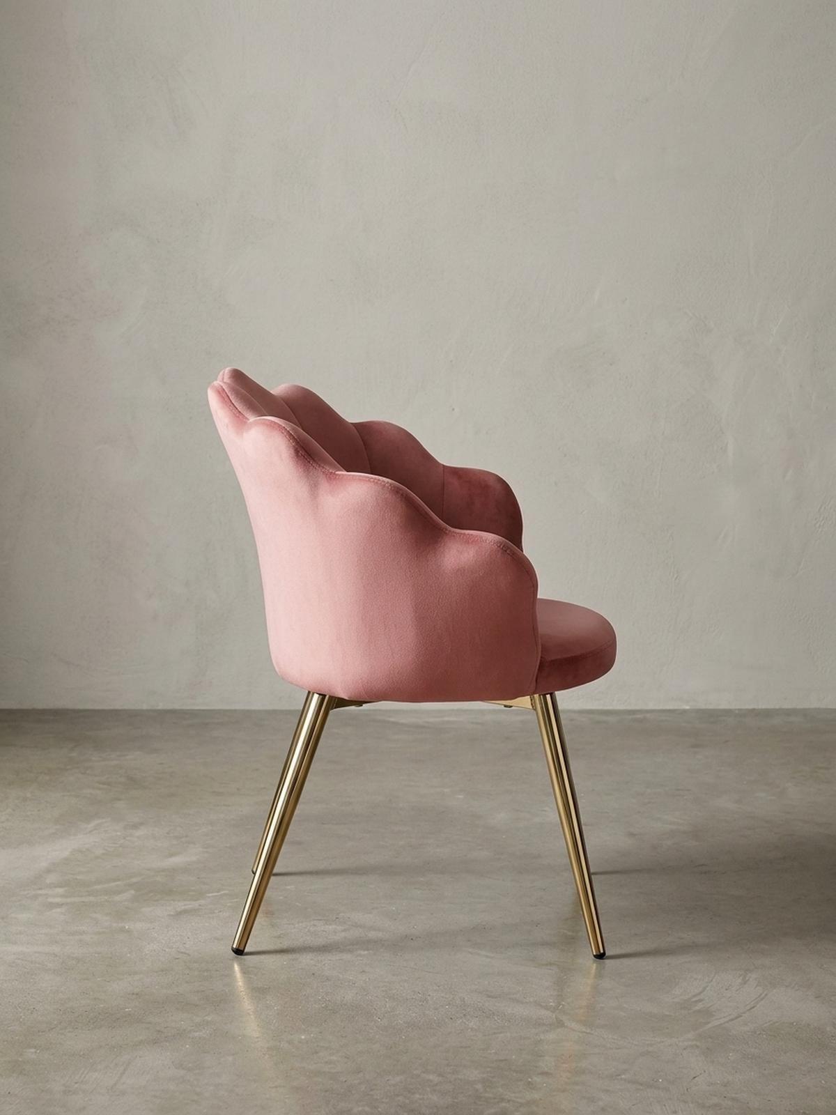ESSZIMMERSTUHL Samtbezug mit Metallgestell Skandinavisch gepolstert, Rosa 53x48x80 cm - Pink/Goldfarben, Textil/Metall (53/80/48cm) - KADIMA DESIGN