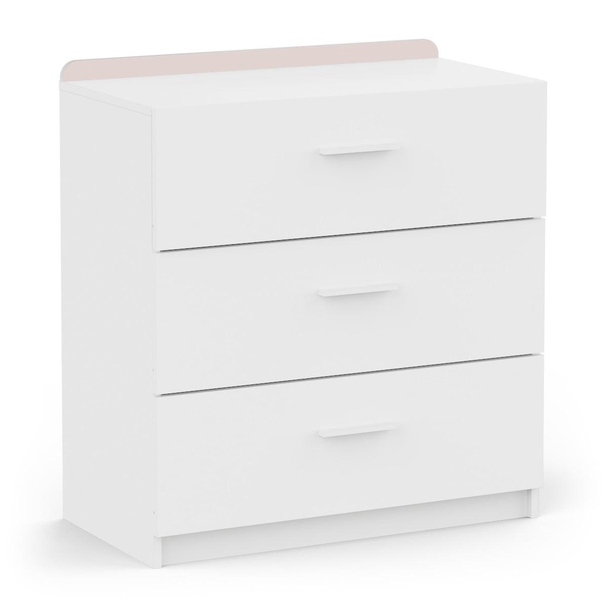 KOMMODE mit 3 Schubladen in Weiß, Sturmblau und Aprikose 77,2/40,5/83,7 cm - Weiß, Holzwerkstoff (40.5/83.7/77.2cm) - Calicosy
