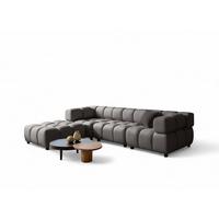 SOFA 3-sitzer Und 1-polsterhocker Flow - Dunkelgrau, Holzwerkstoff/Textil (288/71/96cm) - Fun Möbel