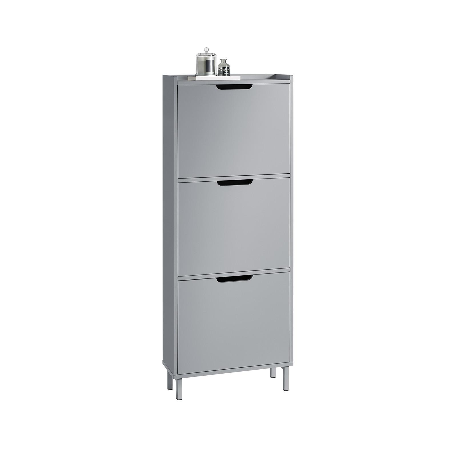 SCHUHSCHRANK Grau - Grau, Holzwerkstoff/Metall (50/129/19cm) - SoBuy