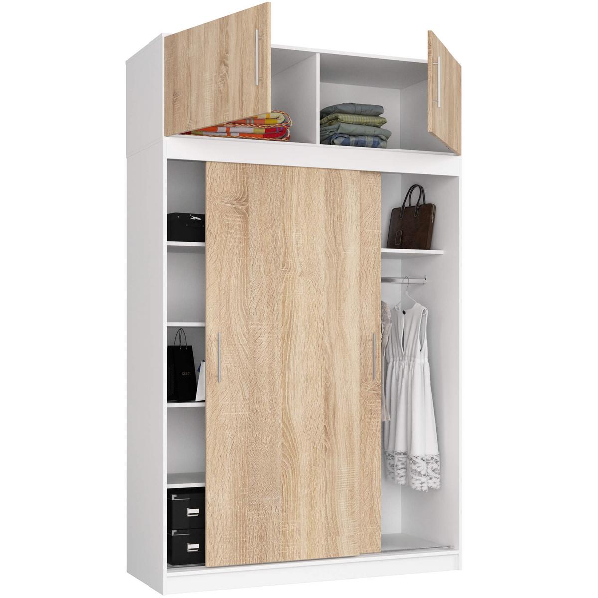 KLEIDERSCHRANK Weiß, Eiche Sonoma 245/150/60 - Weiß, Holzwerkstoff (150/245/60cm) - RAUMHIRSCH FURNITURE