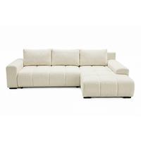 ECKSOFA Ovia mit Bettkasten und Schlaffunktion, Bouclé-Stoff in L-Form - Beige, Textil (270/185cm)