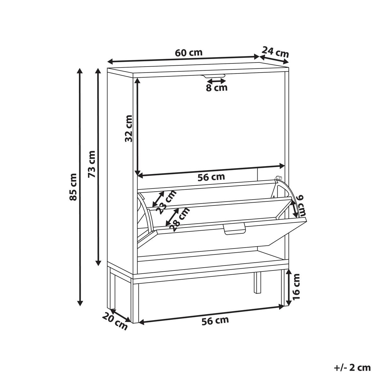 SCHUHSCHRANK Weiß Adelaide - Weiß, Holzwerkstoff (60/85/24cm) - Beliani